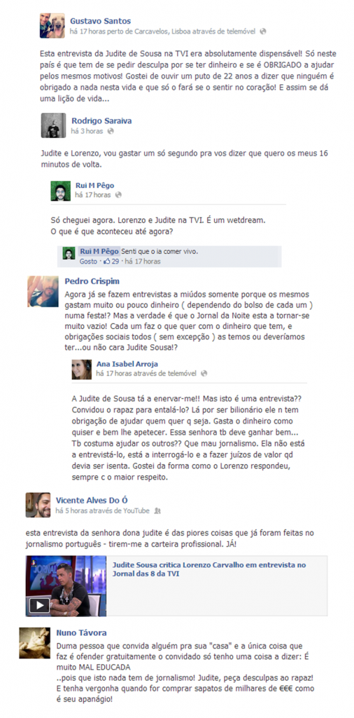 Polémica Facebook Judite Sousa