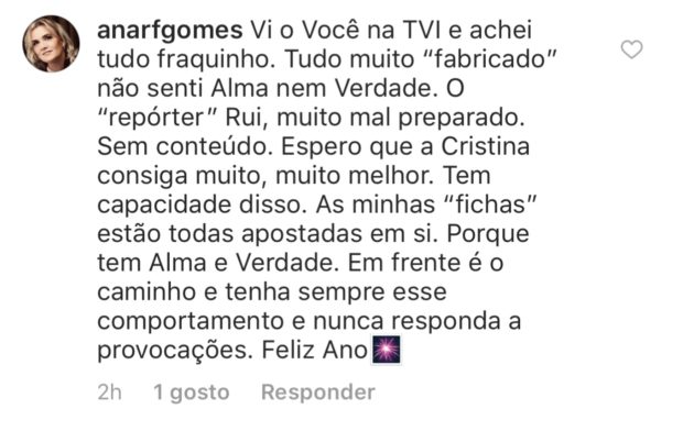 cristina ferreira faz like comentario voce na tv fraquinho 1 Cristina Ferreira "reagiu" ao novo "Você na TV"