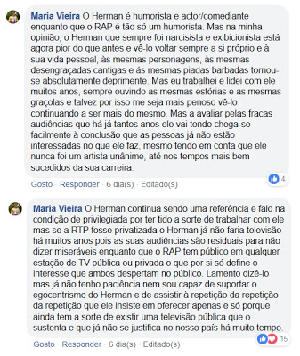 Maria Vieira Arrasa Herman José Comentários Facebook Maria Vieira Ataca Herman José