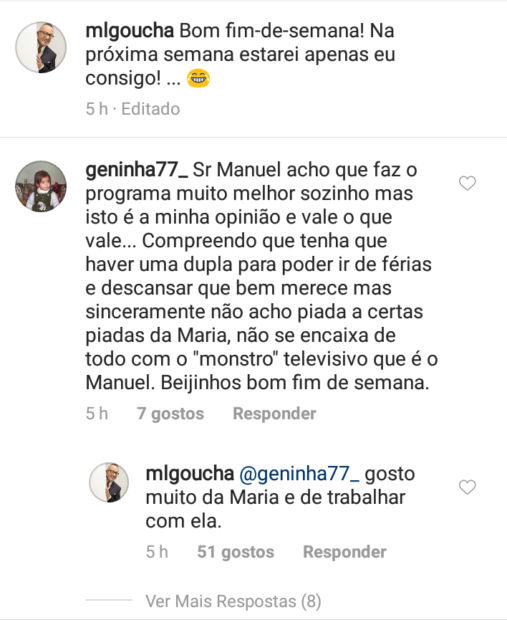 Manuelgoucha Goucha Defende Maria Cerqueira Gomes: &Quot;Gosto Muito De Trabalhar Com Ela&Quot;