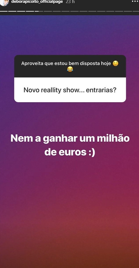 Debora Picoito2 Débora Picoito Não Voltaria A Entrar Num Reality Show &Quot;Nem A Ganhar Um Milhão De Euros&Quot;