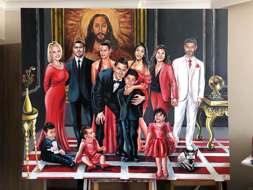 Pintura Familia Cristiano Ronaldo 2 Tela Da Família De Cristiano Ronaldo Está A Dar Que Falar