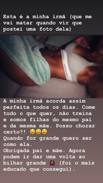 irmã de ritapereira Rita Pereira partilha fotografia do corpo da irmã: "Quando for grande quero ser como ela”