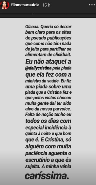 filomena cautela cristina ferreira Filomena Cautela defende-se após questionar "falta de noção" de Cristina Ferreira