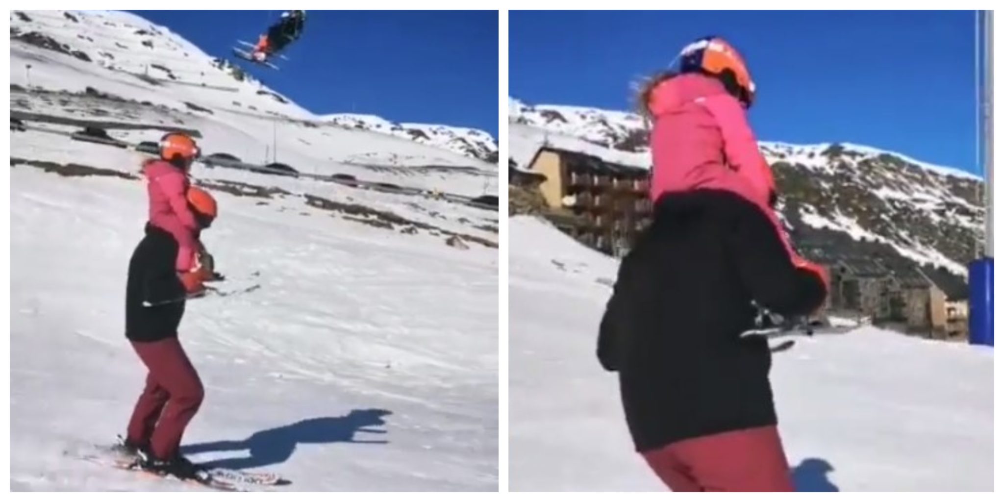 Goncalo Uva Scaled Arriscado! Marido De Carolina Patrocínio Desce Montanha Nos Skis Com Filha Às Cavalitas