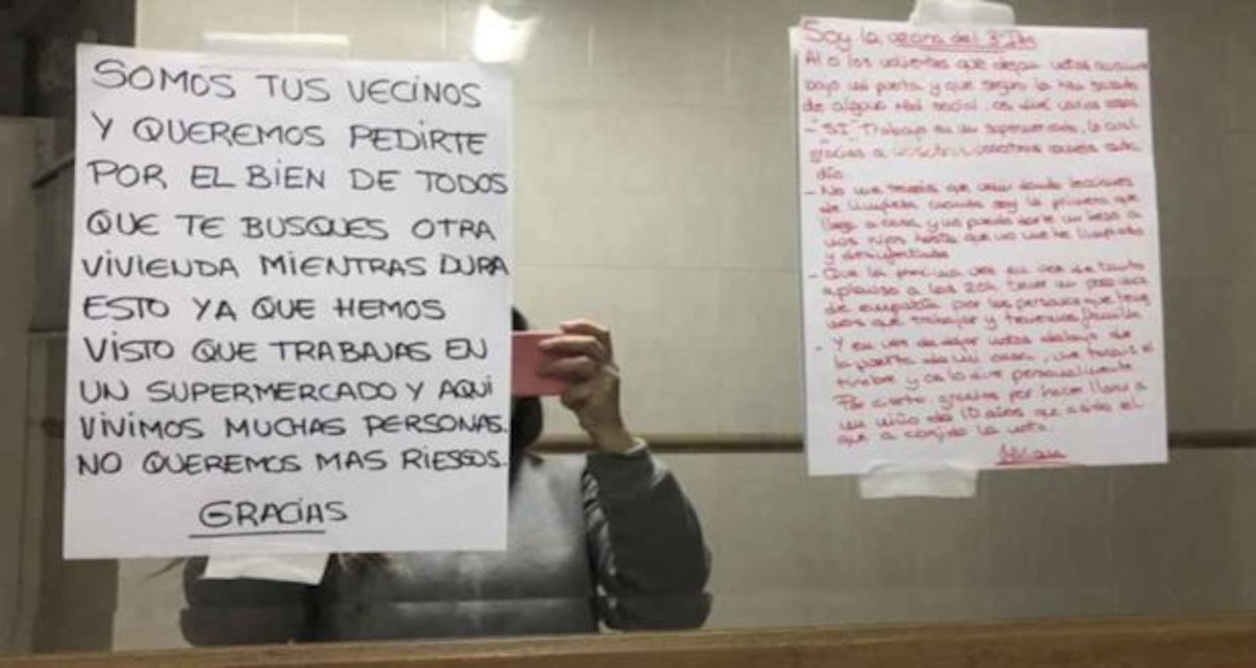 mulher espanhola carta Vizinhos pedem a mulher para abandonar prédio por trabalhar num supermercado