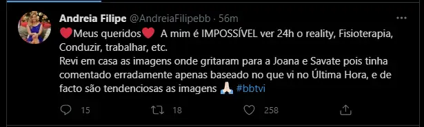 Andreia Filipe, Twitter