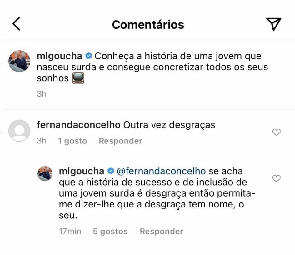 Manuel Luís Goucha, comentário
