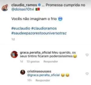 Graça Peralta, Cláudio Ramos, Instagram