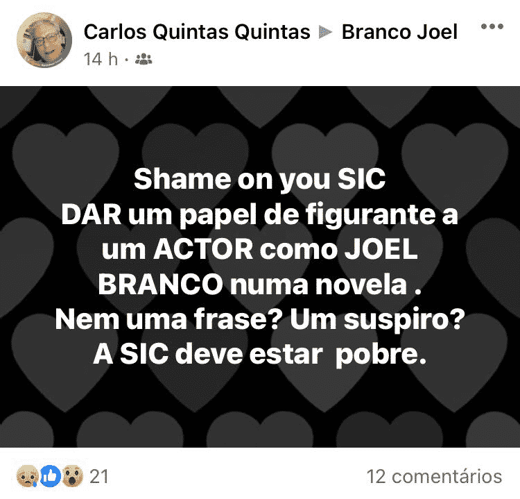 Carlos Quintas, indignado, SIC, Joel Branco