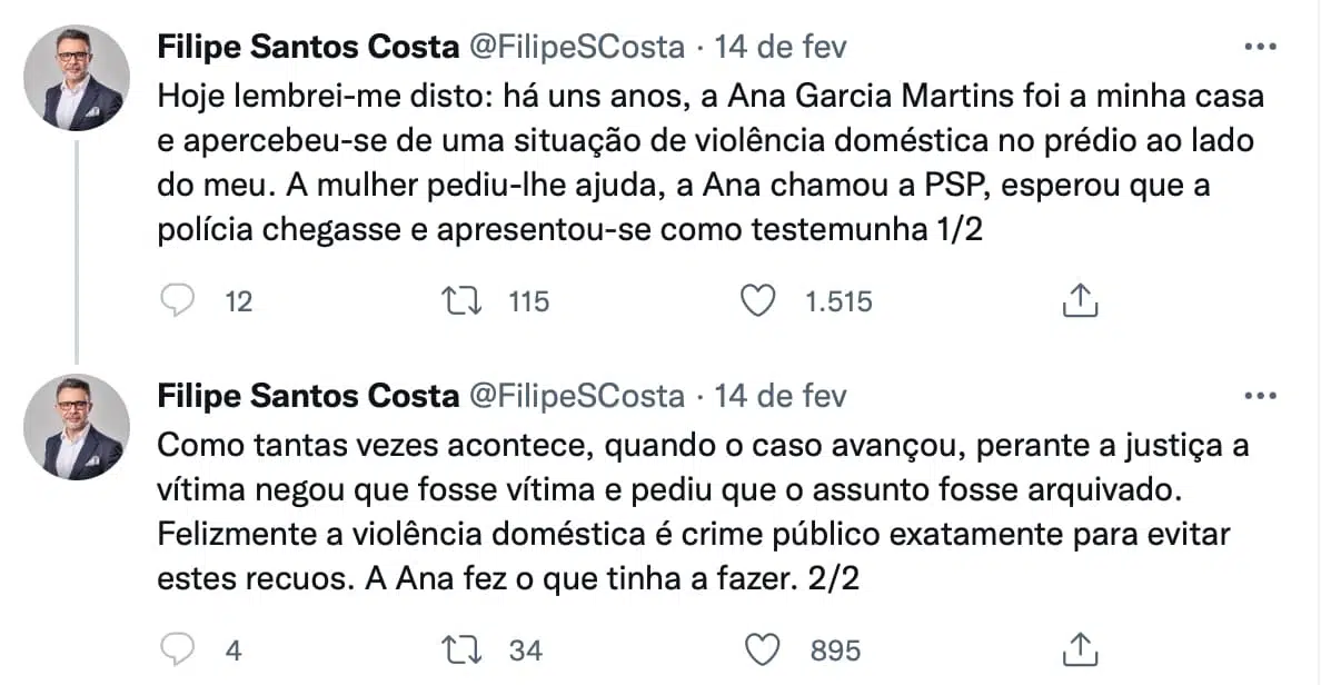 Filipe-Santos-Costa-Tweet-Ana-Garcia-Martins-Caso-Violencia-Domestica