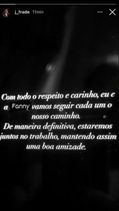 Captura de ecra 2024 01 22 110757 Fanny Rodrigues e Jorge Frade confirmam fim do namoro: "Vamos seguir cada um o nosso caminho"