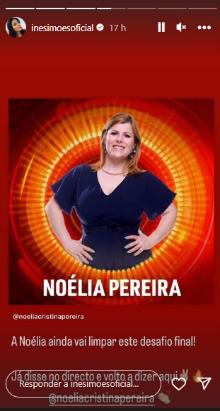 Captura de ecra 2024 01 31 121503 Inês Simões acredita que Noélia Pereira vai vencer 'Big Brother': "Ainda vai limpar este ‘Desafio Final’"