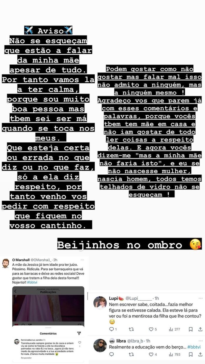 senoritadacruz 1704229591 3271637968221670484 11335634341 Jéssica Galhofas defende a mãe após chamar "tresloucada" a Joana Sobral: "Não admito a ninguém..."