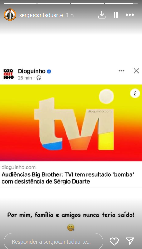 Captura de ecra 2024 04 24 170405 Sérgio Duarte volta a falar da desistência do 'Big Brother': "Por mim, nunca teria saído"