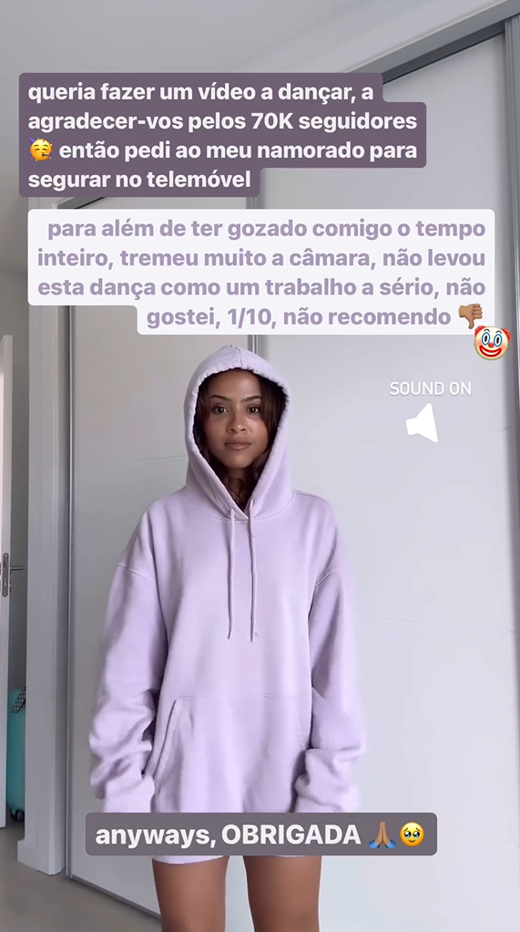 lara moniz Lara Moniz festeja nova conquista: "Queria fazer um vídeo a dançar, para agradecer-vos pelos 70 mil seguidores"
